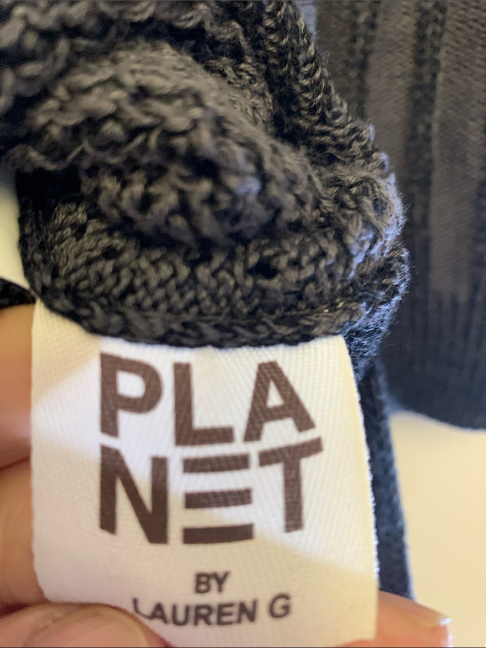 PLANET by LAUREN G gorgeous fisherman sweater cotton black- grey assymetrical - Picture 5 of 9